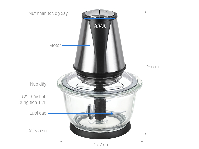 Máy xay thịt đa năng AVA GS-701 450W 1.2 lít