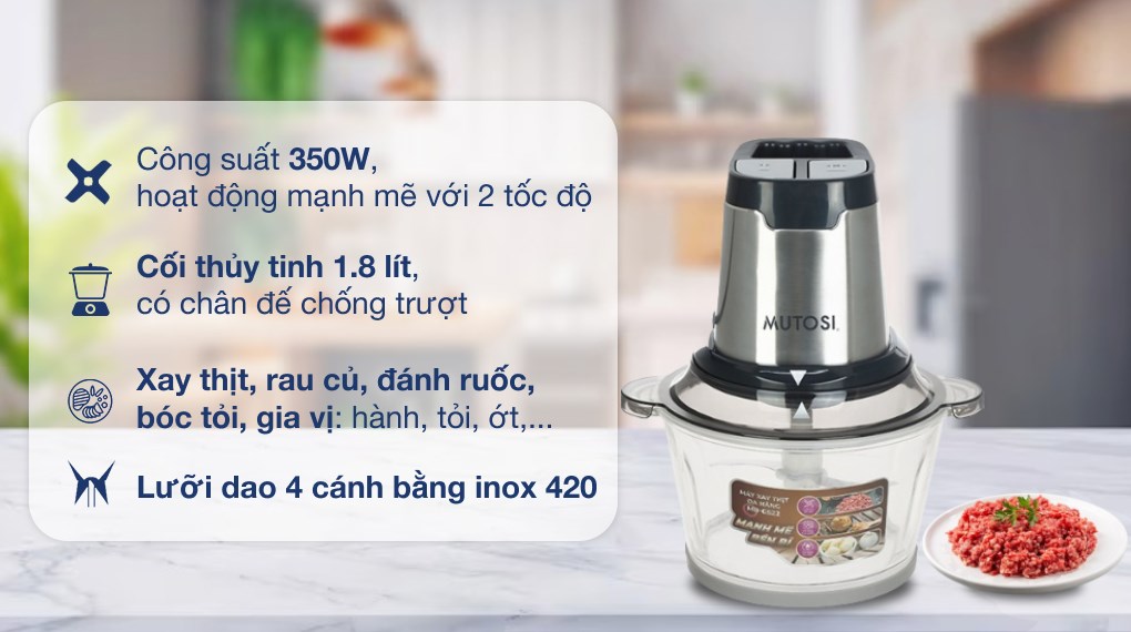 Máy xay thịt đa năng Mutosi MB-G522 350W 1.8 lít