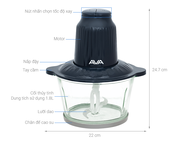 Máy xay thịt đa năng AVA AM6103 300W 1.8 lít