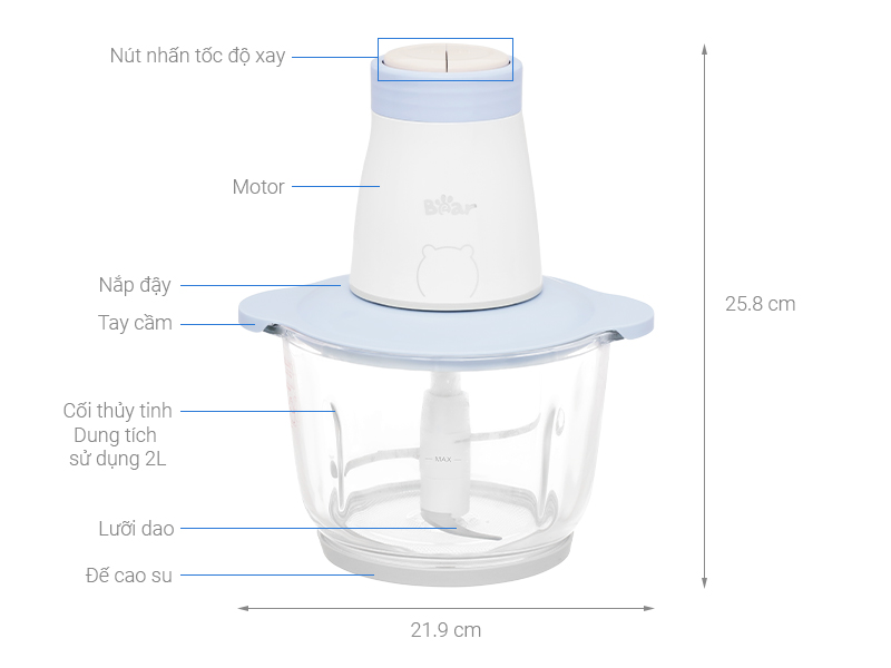 Máy xay thịt đa năng Bear QSJ-B02Q1 300W 2 lít