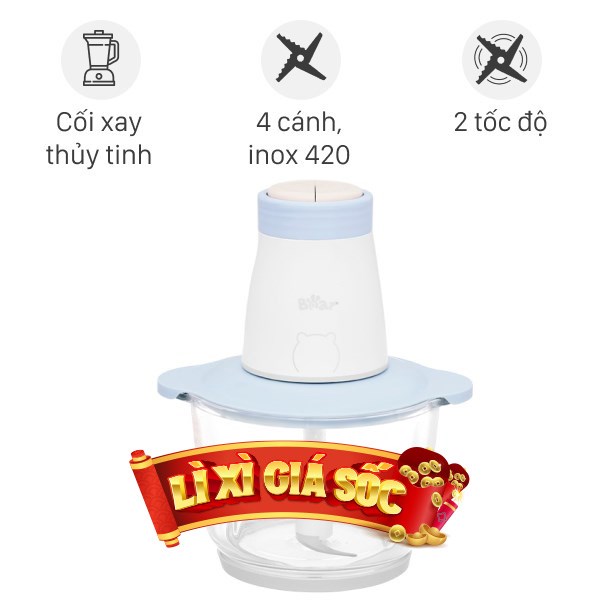 Máy xay thịt đa năng Bear QSJ-B02Q1 300W 2 lít