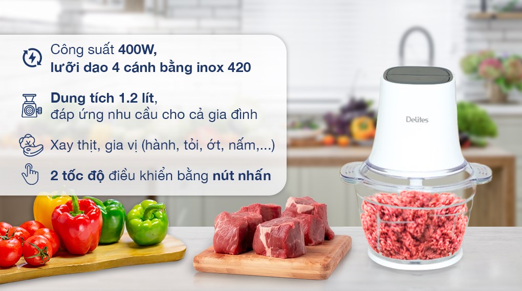 Máy xay thịt đa năng Delites MC390E-N 400W 1.2 lít