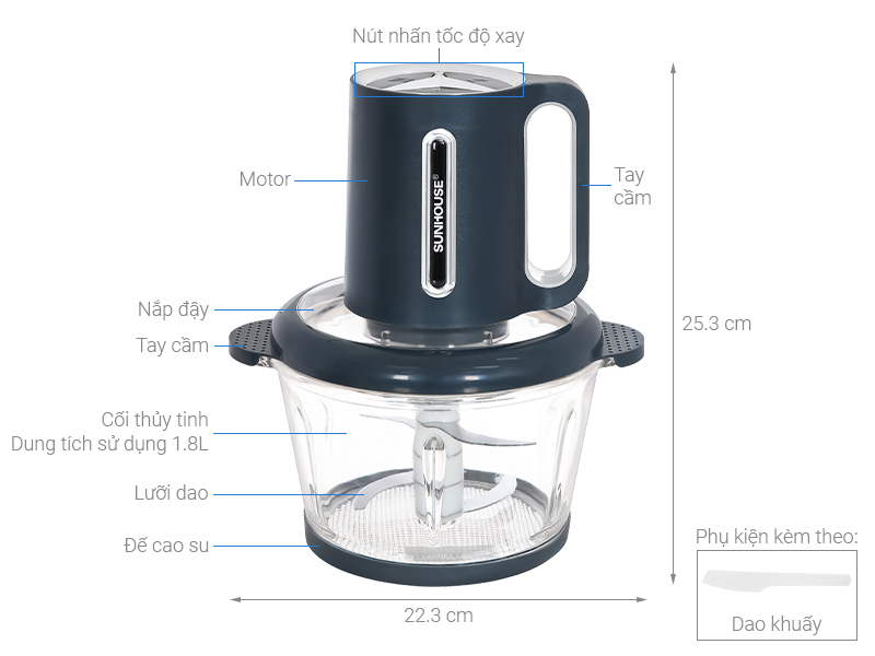 Máy xay thịt đa năng Sunhouse SHD5403 300W 1.8 lít