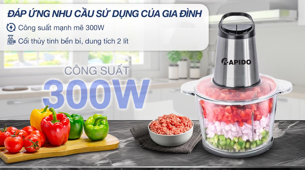Máy xay thịt đa năng Rapido RMC-300 2 lít