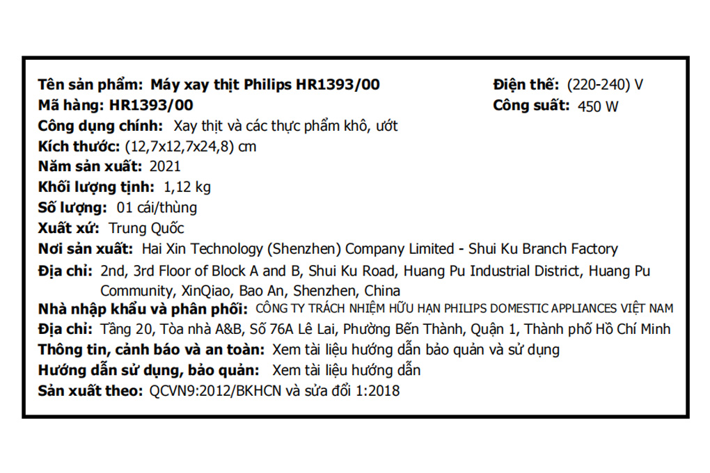 Máy xay thịt mini Philips HR1393 450W 0.5 lít - 8