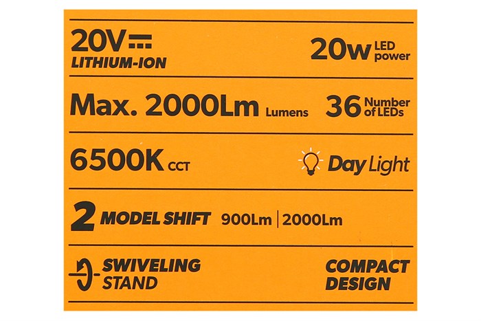 Đèn pin LED Tolsen 87312 20W (không kèm pin sạc) Màu Đen - Vàng