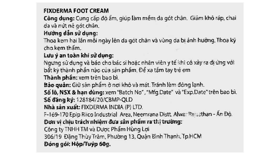 Kem dưỡng Fixderma Foot cấp ẩm làm mềm da gót chân tuýp 60g - 17