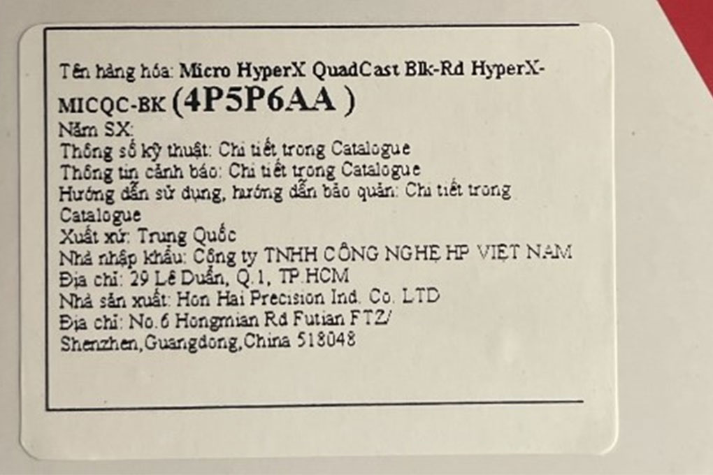 Micro có dây HP HyperX QuadCast Màu Đen