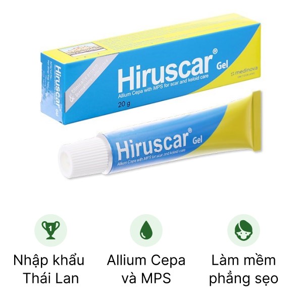 Gel Hiruscar làm mềm và phẳng vết sẹo tuýp 20g