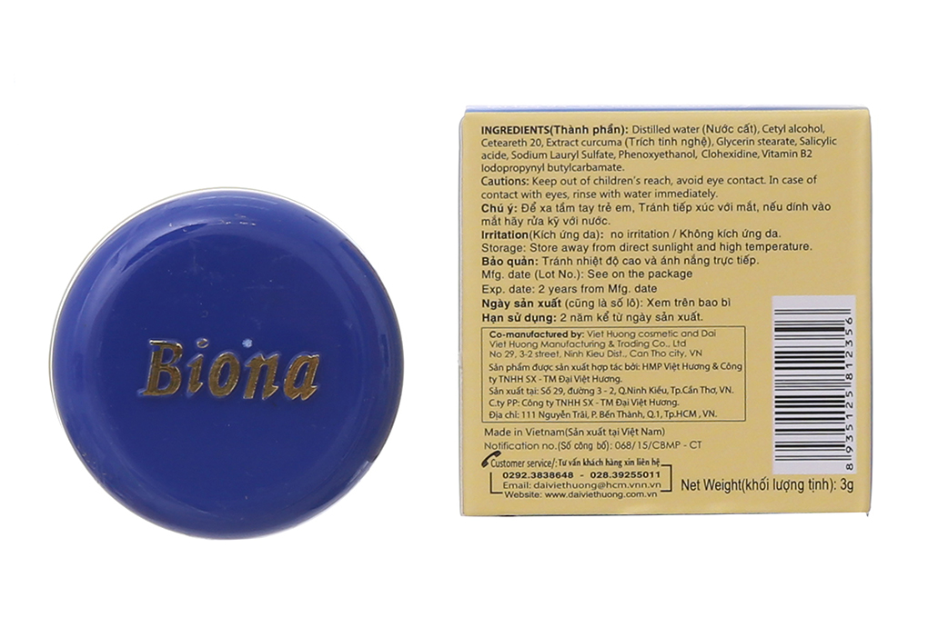 Thành phần chính của kem trị mụn Biona là gì?
