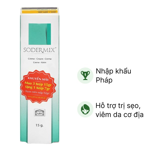 Kem Sodermix trị sẹo, viêm da cơ địa tuýp 15g