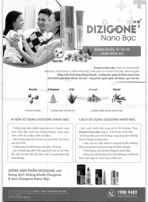 Kem Dizigone Nano Bạc kháng khuẩn, ngừa sẹo
