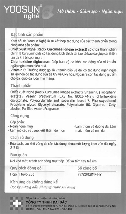 Kem Yoosun nghệ mờ thâm, giảm sẹo, ngừa mụn