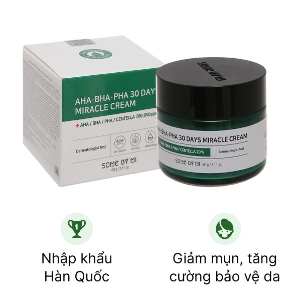Kem dưỡng da Some By Mi AHA-BHA-PHA 30 Days Miracle Cream giúp giảm mụn hũ 60g