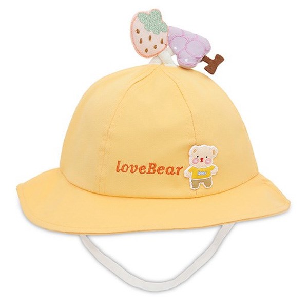 Nón vành cho bé Á Châu Love Bear màu vàng