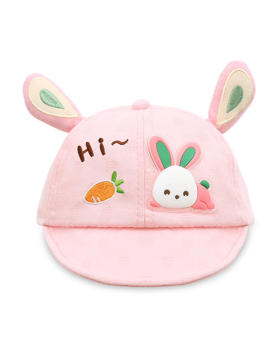 Nón kết cho bé gái TOP KIDS thêu thỏ và cà rốt màu hồng 2
