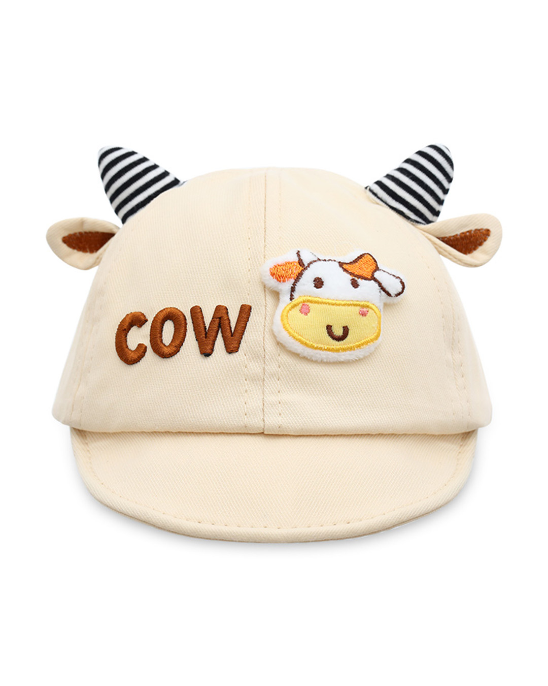 Nón kết cho bé TOP KIDS thêu bò màu be 2