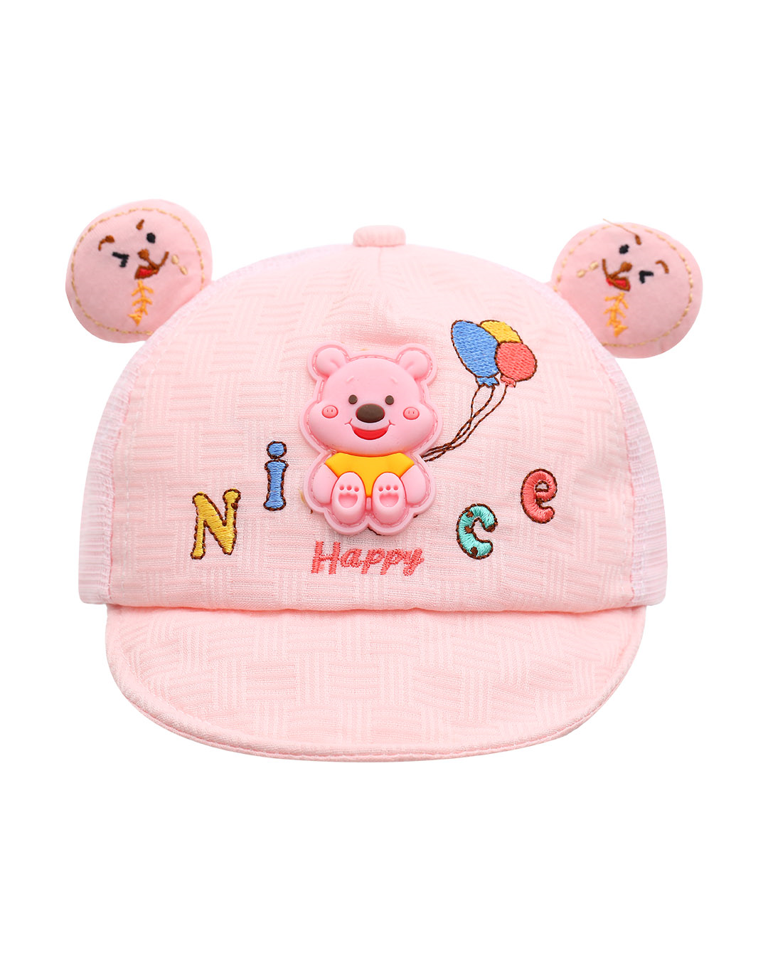 Nón kết cho bé TOP KIDS thêu gấu Happy màu be 9
