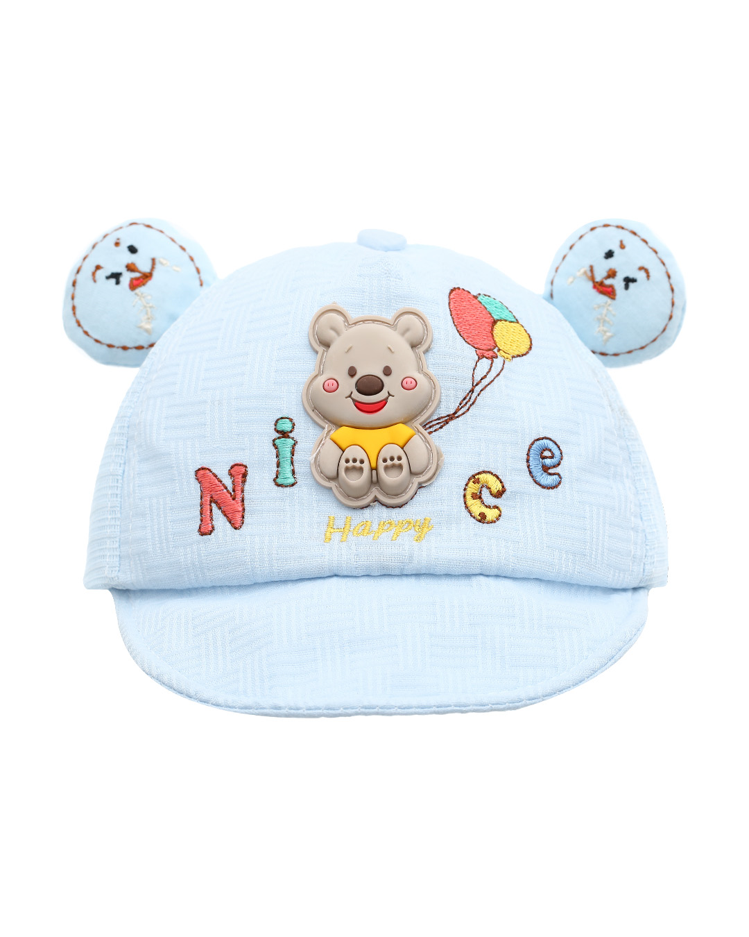 Nón kết cho bé TOP KIDS thêu gấu Happy màu be 16