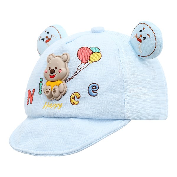 Nón kết cho bé TOP KIDS thêu gấu Happy màu be 15