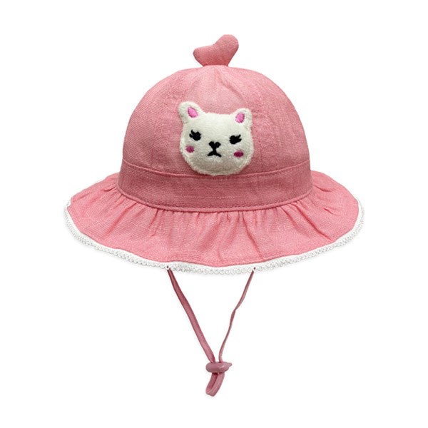 Nón vành cho bé gái Duy Ngọc thêu mèo màu hồng đậm chính hãng - AVAKids.com
