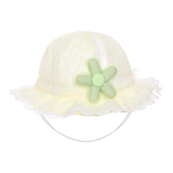 Nón vành cho bé gái TOP KIDS thêu hoa màu vàng nhạt