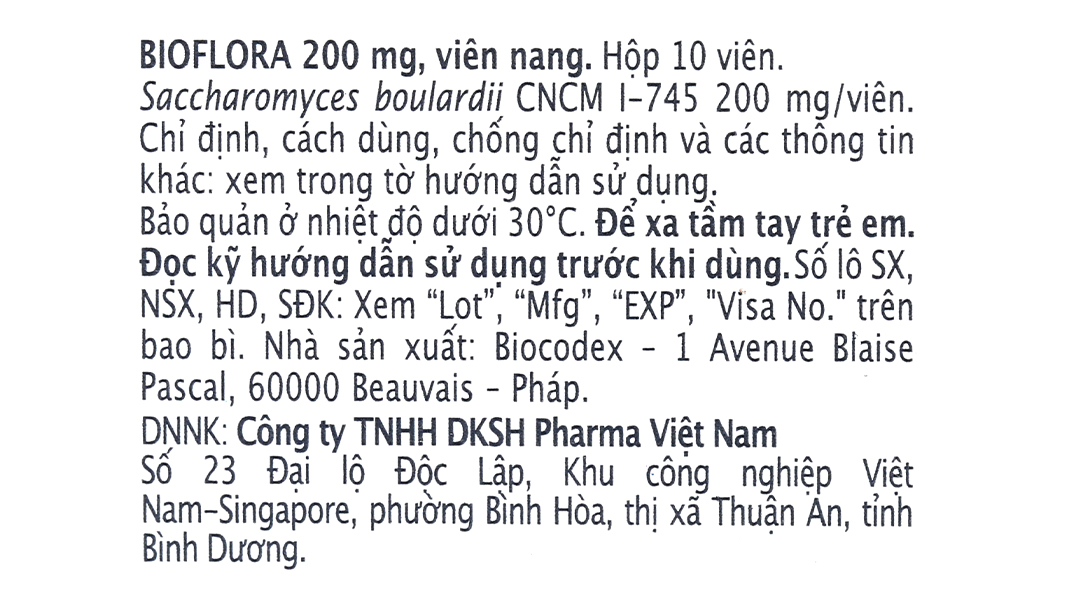 Bioflora 200mg trị tiêu chảy