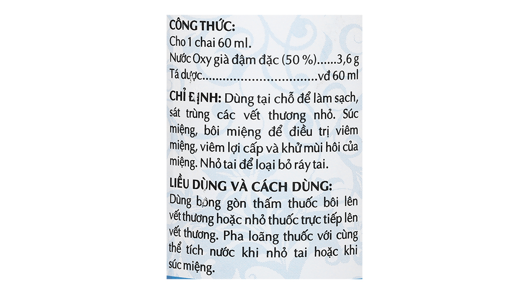 Oxy Già 3% OPC sát khuẩn bề mặt
