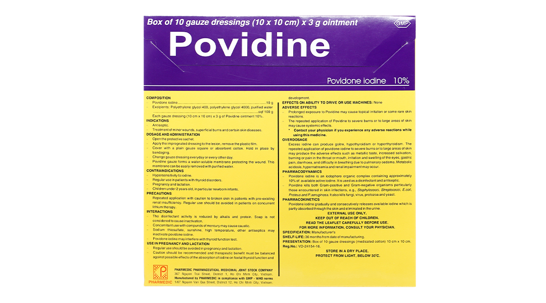 Gạc Povidine 10% sát trùng vết thương