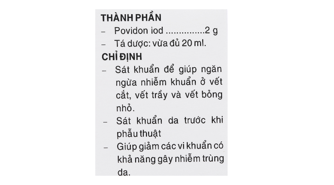 Dung dịch sát khuẩn Povidine 10% ngừa nhiễm khuẩn vết thương