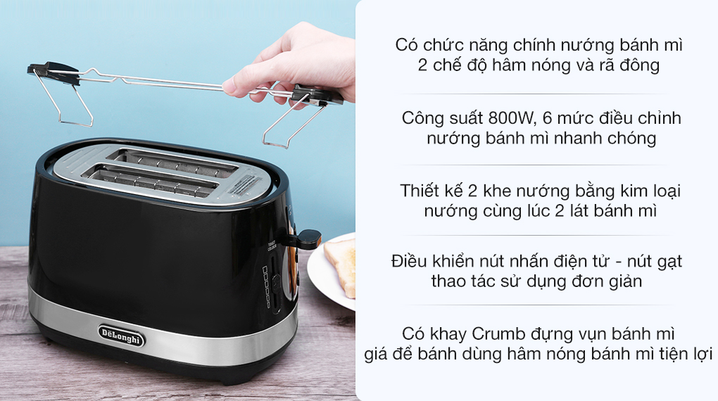 Máy nướng bánh mì Delonghi CTLA2103.BK