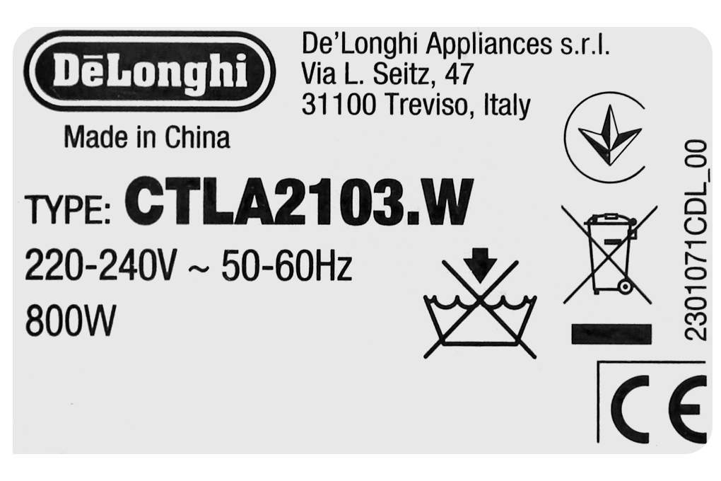 Máy nướng bánh mì Delonghi CTLA2103.W Màu Trắng