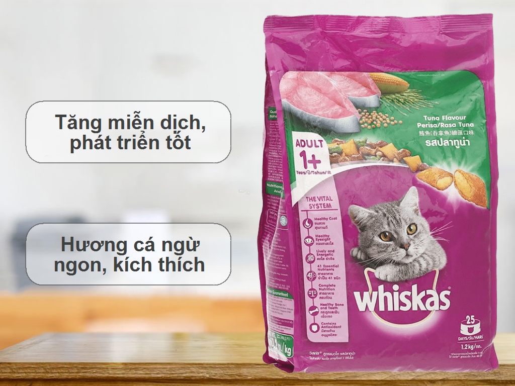 Thức ăn cho mèo Whiskas hương cá ngừ túi 1.2kg 2