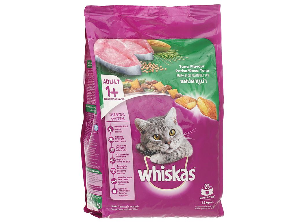 Thức ăn cho mèo Whiskas hương cá ngừ túi 1.2kg 1