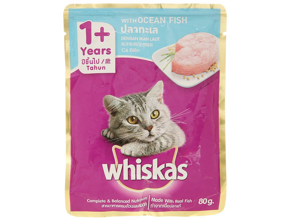 Sốt cho mèo Whiskas vị cá biển gói 80g 1