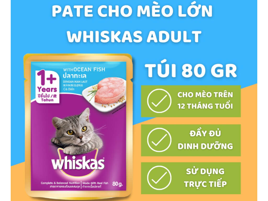 Sốt cho mèo Whiskas vị cá biển gói 80g 2