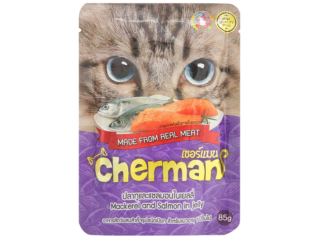 Pate cho mèo Cherman vị cá thu và cá hồi gói 85g 1