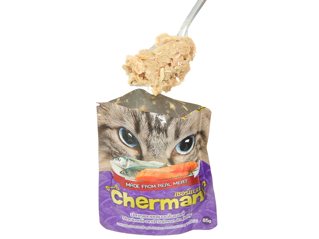 Pate cho mèo Cherman vị cá thu và cá hồi gói 85g 6