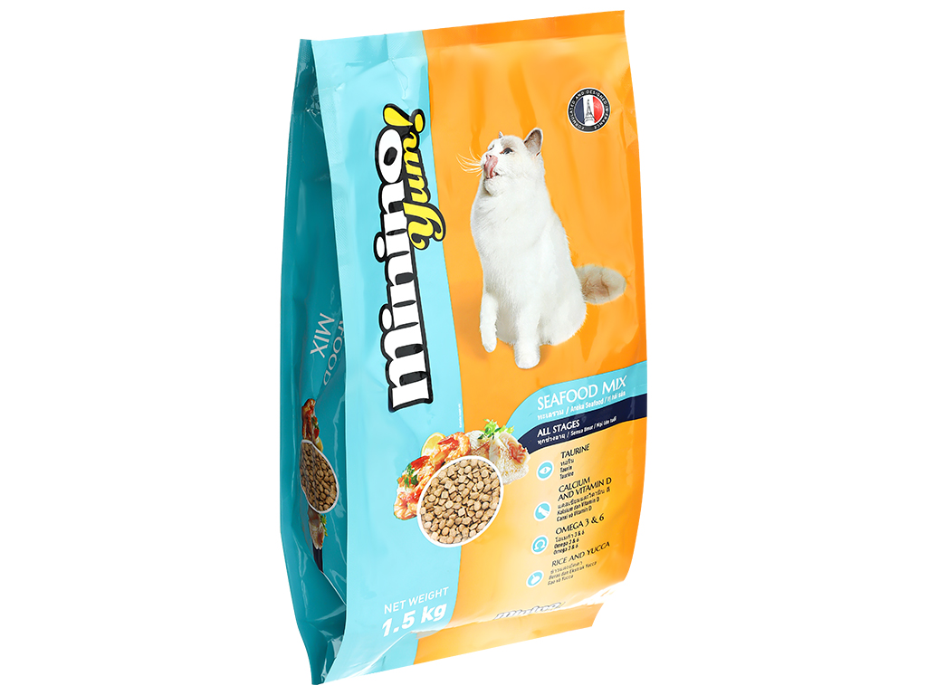 Thức ăn cho mèo Minino vị hải sản gói 1.5kg 0