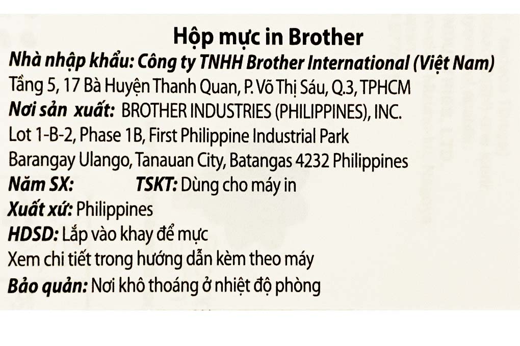 Mực in phun Brother BTD60BK Đen (dành cho Brother T310/T520W/T720DW/T220/T510W/T710W/...) Màu Đen