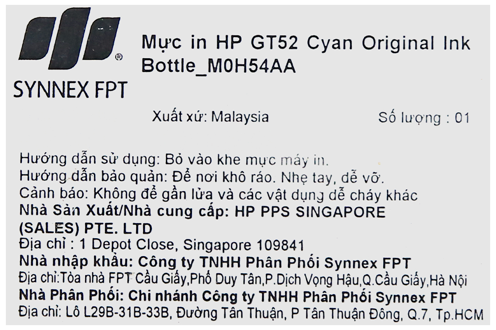 Mực in phun HP GT52 Xanh Original Ink Bottle_M0H54AA (dành cho HP Ink Tank 115. 315. 415)