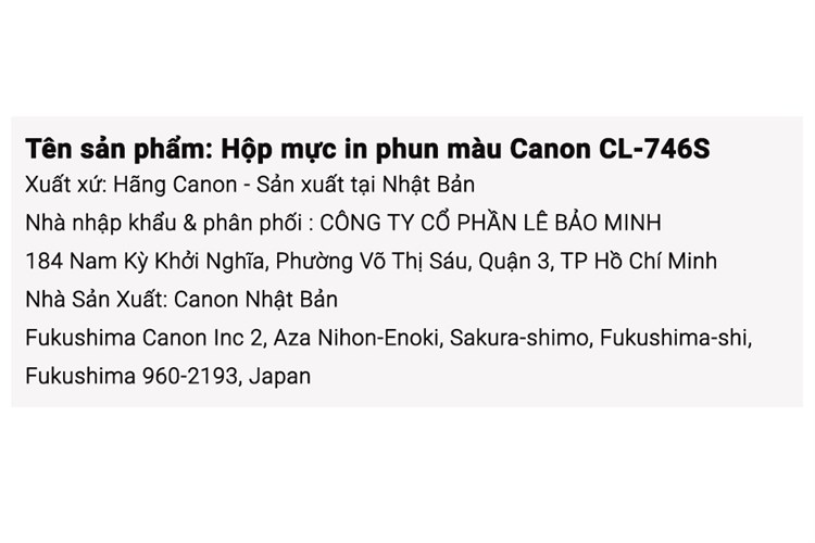 Hộp mực in phun màu Canon CL-746S Xanh, đỏ, vàng (dành cho Canon TR4570s)