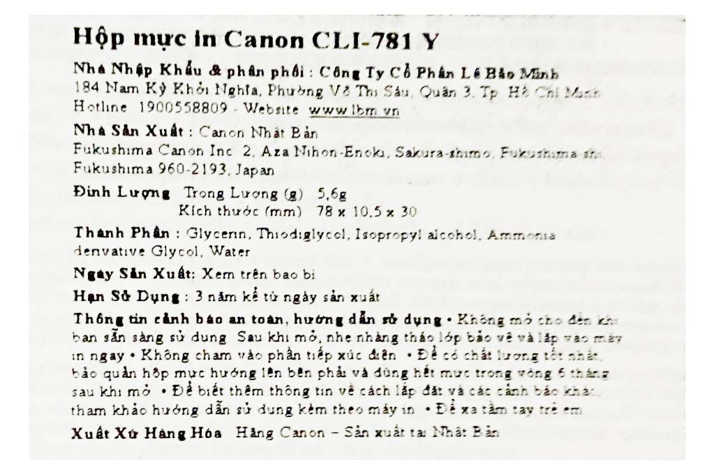 Hộp mực in phun màu Canon CLI-781 Y/Vàng (dành cho TS6370,TS9170,TS707, TS9570) - 4