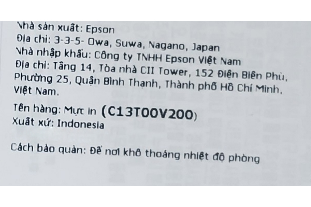 Mực in phun Epson C13T00V200 003 Dye (C) Xanh ( dành cho Epson L1210/L1250/L3210/L3250/L5290) Màu Xanh