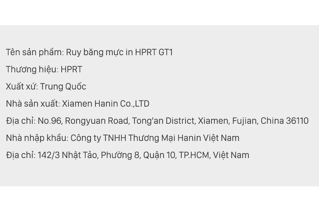 Ruy băng mực in HPRT GT1 (dành cho máy in nhiệt HPRT GT1) Màu Đen