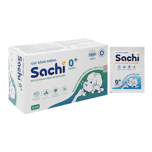 Gạc Răng Miệng Cho Bé Sachi Hộp 30 Gói (Từ 0 Tháng)