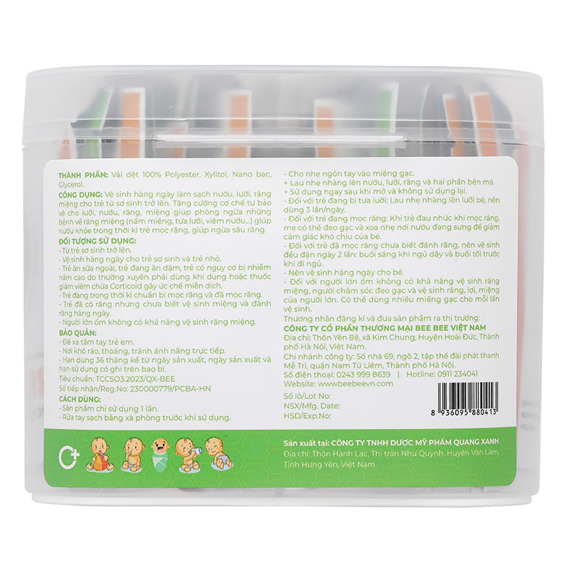 Gạc rơ lưỡi cho bé Bee Kids hộp 36 gói (từ 0 tháng) 5