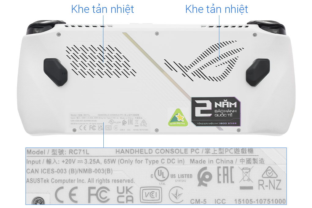 Máy chơi game cầm tay Asus ROG Ally RC71L Ryzen Z1 Extreme/16GB/512GB/120Hz/Win11 (NH001W) Màu Trắng