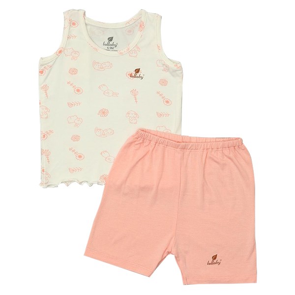 Bộ sát nách bé gái Lullaby NH692P màu trắng - hồng - AVAKids.com
