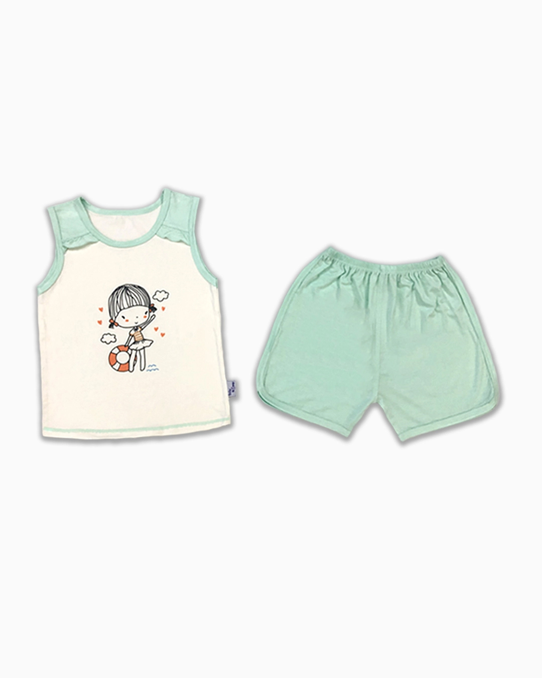 Bộ sát nách bé gái BabyMommy màu trắng - hồng 8